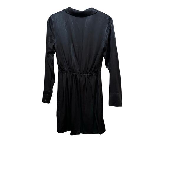 Abercrombie & Fitch Black Satin Mini Wrap Dress Size Medium - Picture 2 of 9